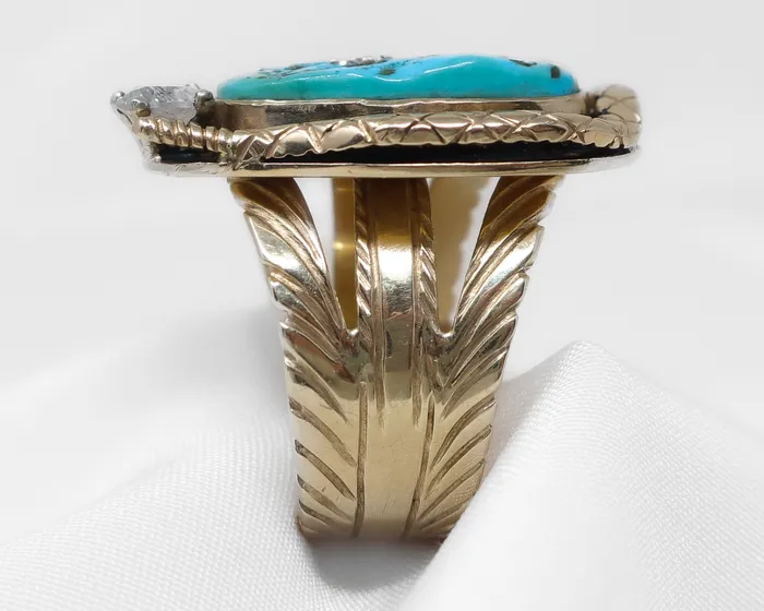 LateMidcentury Turquoise Ring with Diamonds Isadoras C Rings