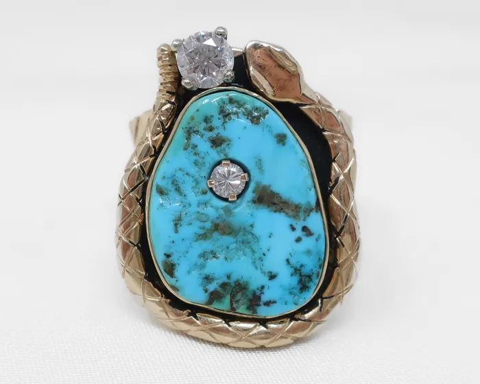 LateMidcentury Turquoise Ring with Diamonds Isadoras C Rings