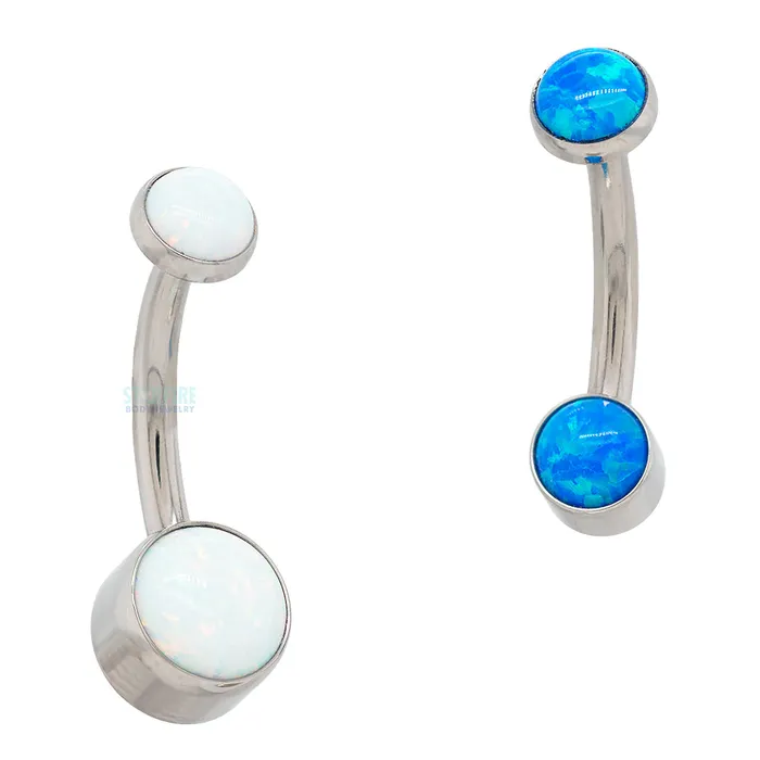 LeRoi Double Bezel Opal Navel Curve Earrings