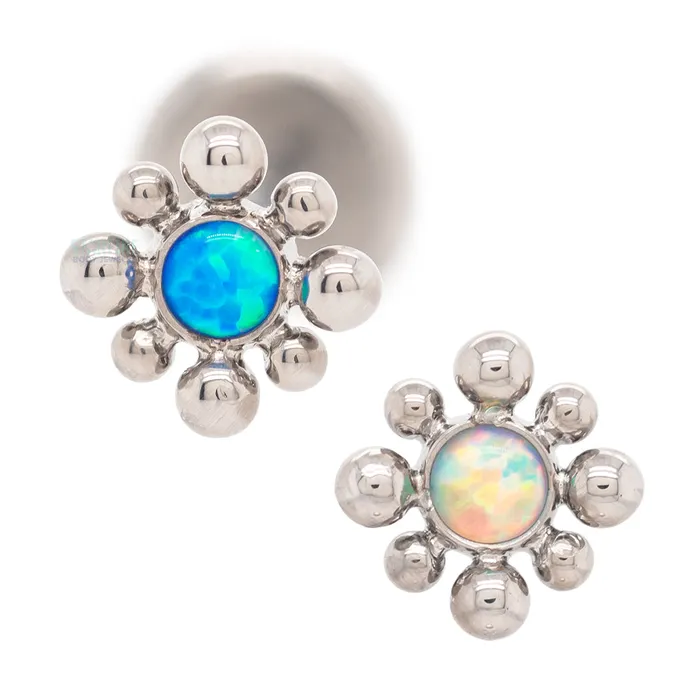 LeRoi Earrings 15HT Haute Couture Bijoux Opal Bezel on Flatback
