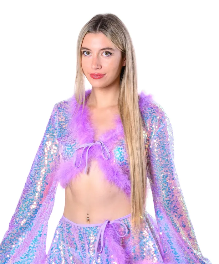 Lilac Fuzzy 3D Sequin Top THE LUMI SHOP Earrings