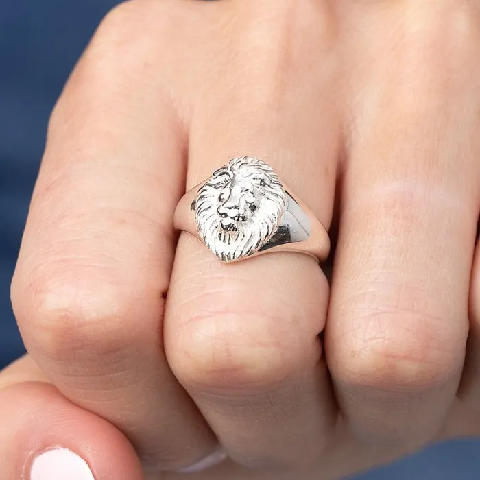 Lion Head Signet Ring Lily Charmed Rings