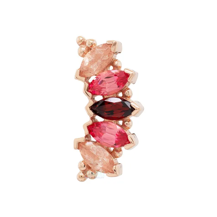 Marquise Panaraya Threaded End in Gold with Oregon Sunstone Padparadscha Sapphire Garnet Body Vision BVLA Earrings Marquise Panaraya Threaded End in Gold with Oregon Sunstone Padparadscha Sapphire Garnet Body Vision BVLA Earrings