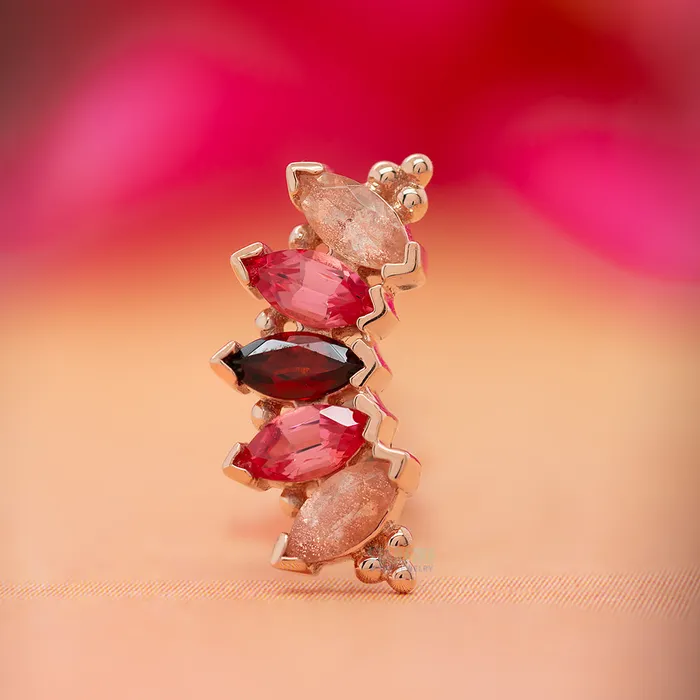 Marquise Panaraya Threaded End in Gold with Oregon Sunstone Padparadscha Sapphire Garnet Body Vision BVLA Earrings
