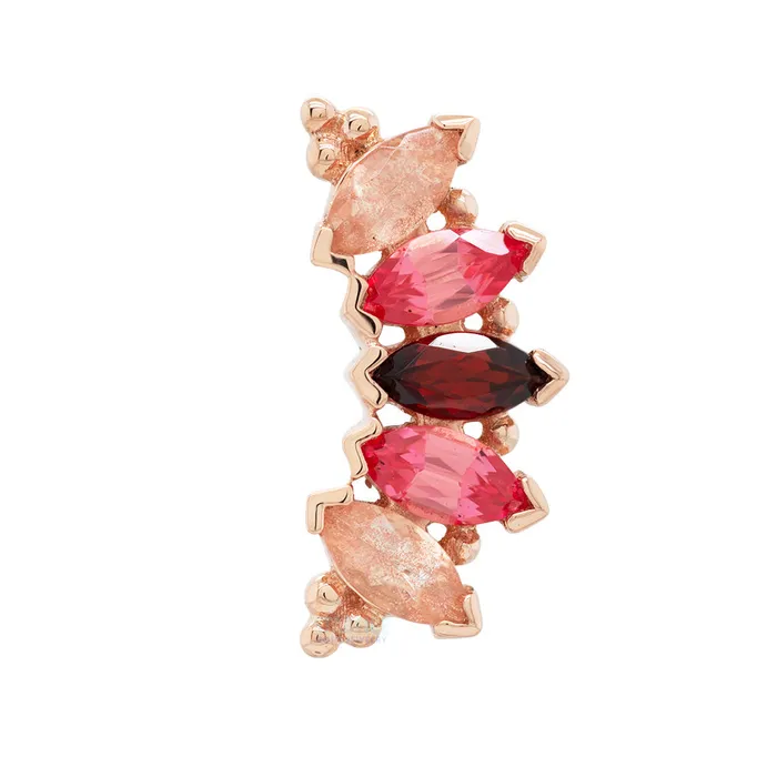Marquise Panaraya Threaded End in Gold with Oregon Sunstone Padparadscha Sapphire Garnet Body Vision BVLA Earrings