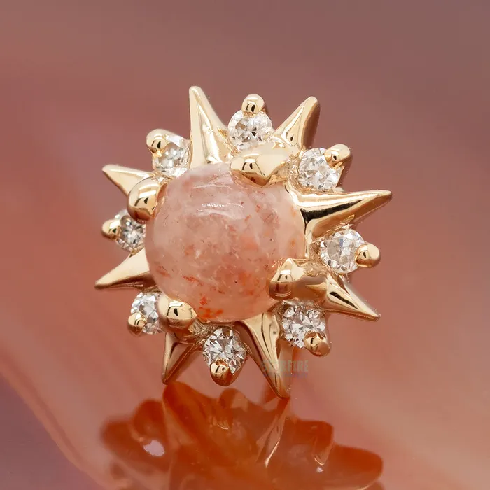 Modern Mood Earrings threadless Surya End in Gold with Oregon Sunstone Diamonds