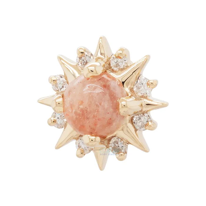 Modern Mood Earrings threadless Surya End in Gold with Oregon Sunstone Diamonds