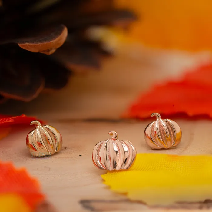 Mushroom Body Jewelry mushroom Pumpkin Threaded End in Gold Earrings