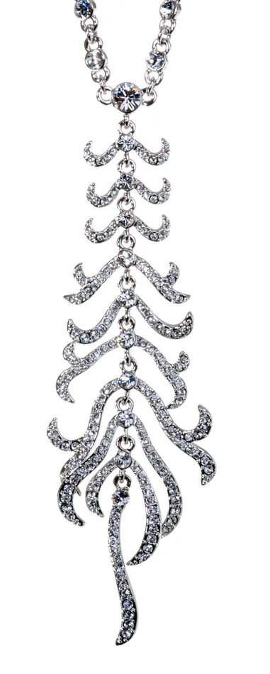 N7134 Rhodium Swarovski Elements Leaf Pendant Necklace Red Necklaces