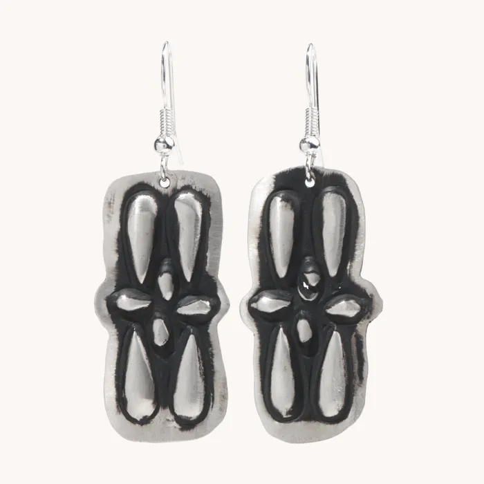 Navajo Silver Repousse Stamped Earrings TSkies Jewelry Earrings