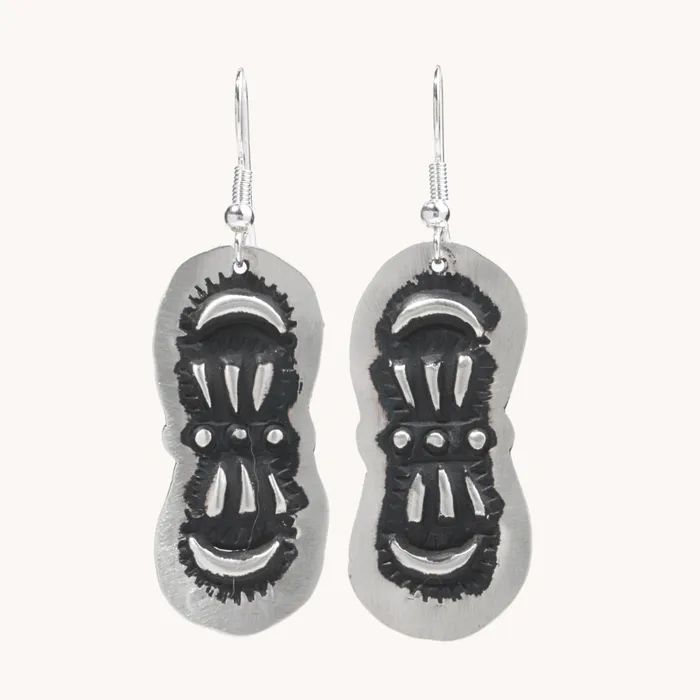 Navajo Silver Repousse Stamped Earrings TSkies Jewelry Earrings