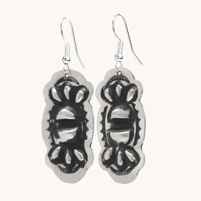Navajo Silver Repousse Stamped Earrings TSkies Jewelry Earrings
