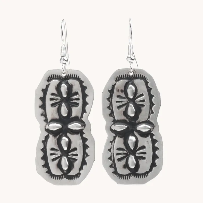 Navajo Silver Repousse Stamped Earrings TSkies Jewelry Earrings