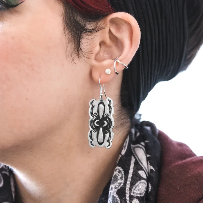 Navajo Silver Repousse Stamped Earrings TSkies Jewelry Earrings