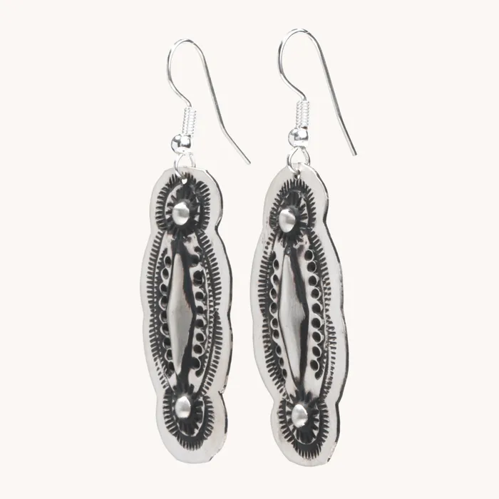 Navajo Silver Repousse Stamped Earrings TSkies Jewelry Earrings