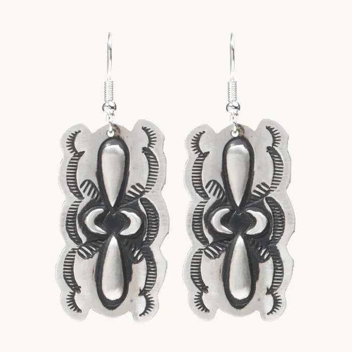 Navajo Silver Repousse Stamped Earrings TSkies Jewelry Earrings