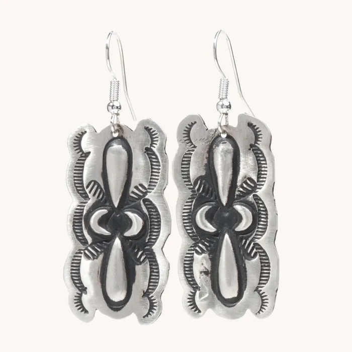 Navajo Silver Repousse Stamped Earrings TSkies Jewelry Earrings