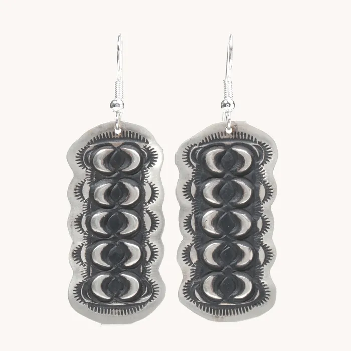 Navajo Silver Repousse Stamped Earrings TSkies Jewelry Earrings