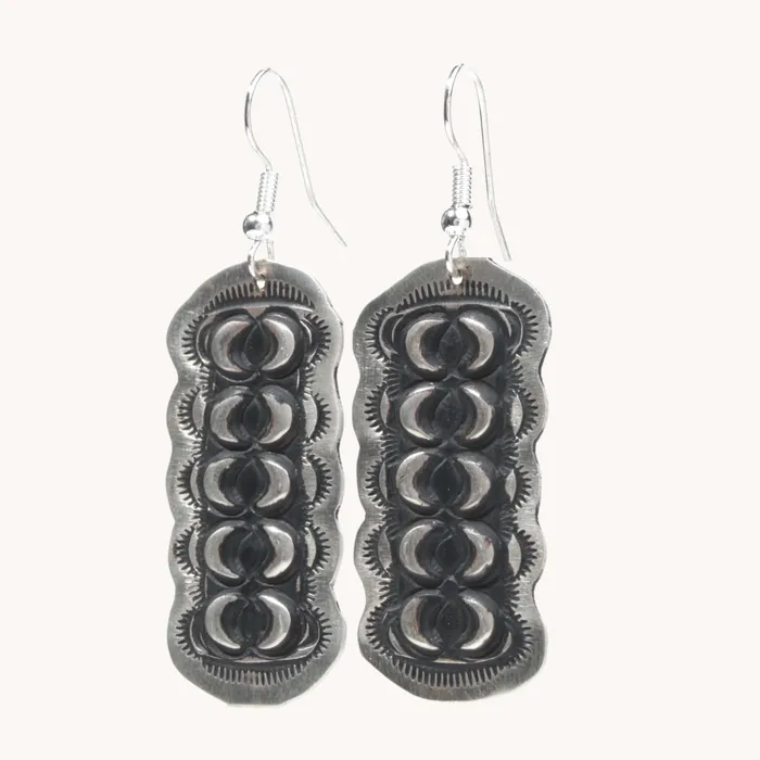 Navajo Silver Repousse Stamped Earrings TSkies Jewelry Earrings