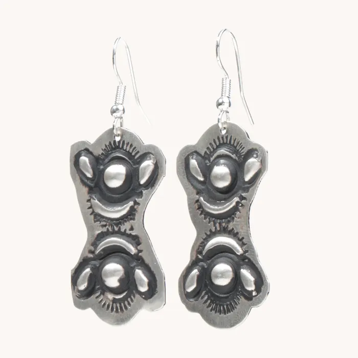 Navajo Silver Repousse Stamped Earrings TSkies Jewelry Earrings