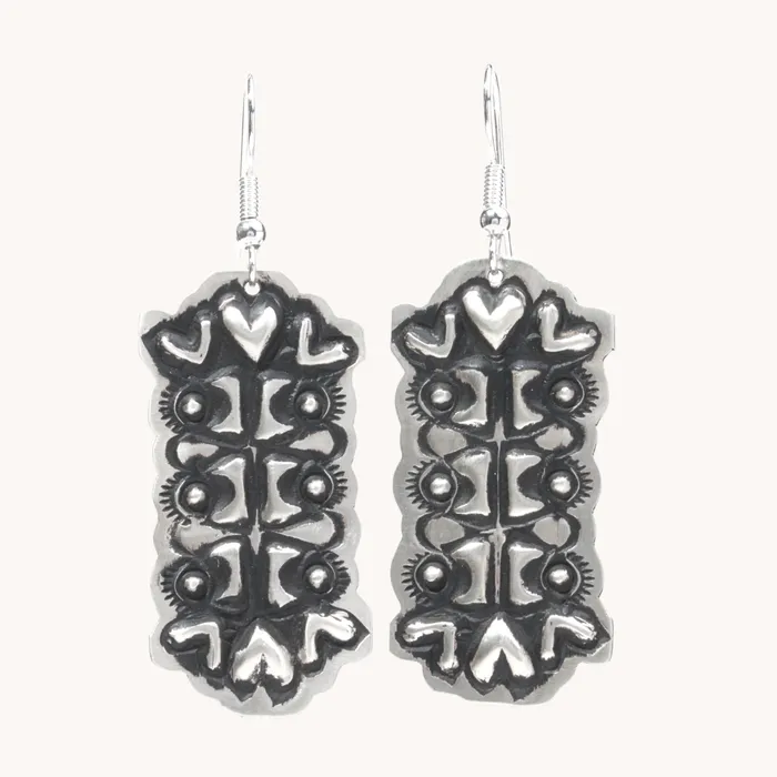 Navajo Silver Repousse Stamped Earrings TSkies Jewelry Earrings
