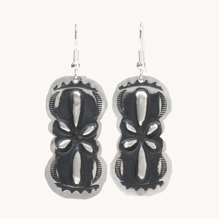 Navajo Silver Repousse Stamped Earrings TSkies Jewelry Earrings