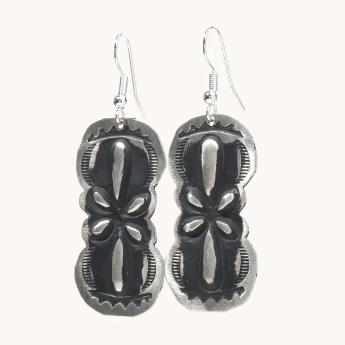 Navajo Silver Repousse Stamped Earrings TSkies Jewelry Earrings