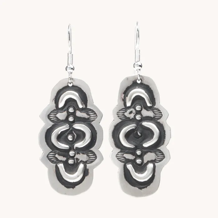 Navajo Silver Repousse Stamped Earrings TSkies Jewelry Earrings
