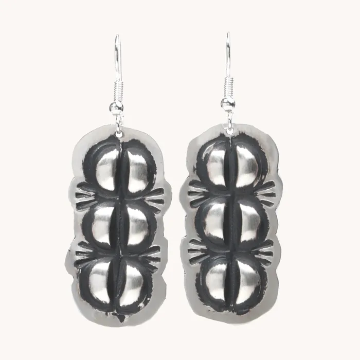 Navajo Silver Repousse Stamped Earrings TSkies Jewelry Earrings