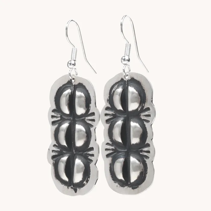 Navajo Silver Repousse Stamped Earrings TSkies Jewelry Earrings