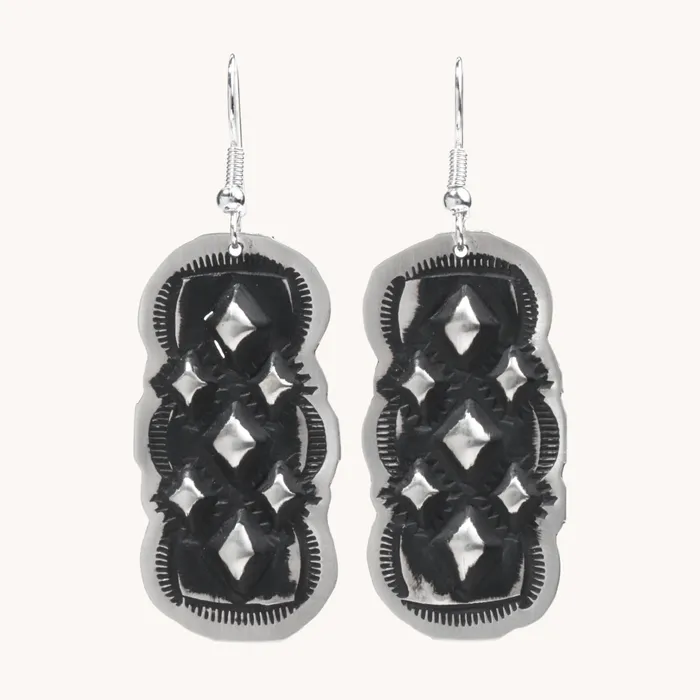 Navajo Silver Repousse Stamped Earrings TSkies Jewelry Earrings