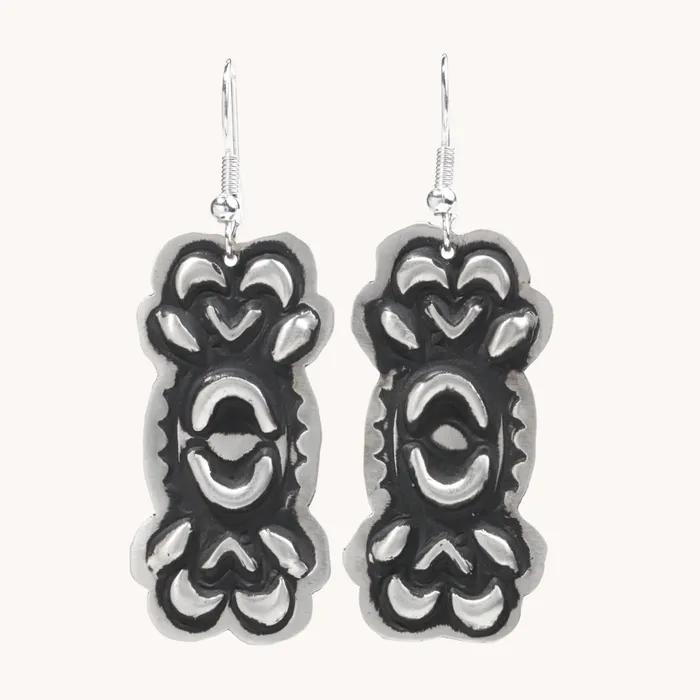 Navajo Silver Repousse Stamped Earrings TSkies Jewelry Earrings