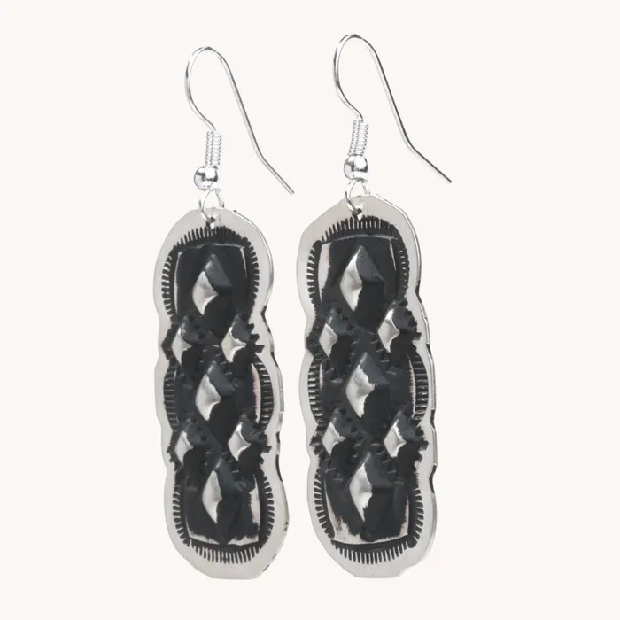 Navajo Silver Repousse Stamped Earrings TSkies Jewelry Earrings