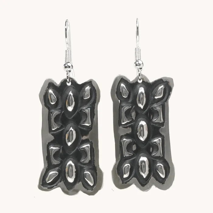 Navajo Silver Repousse Stamped Earrings TSkies Jewelry Earrings