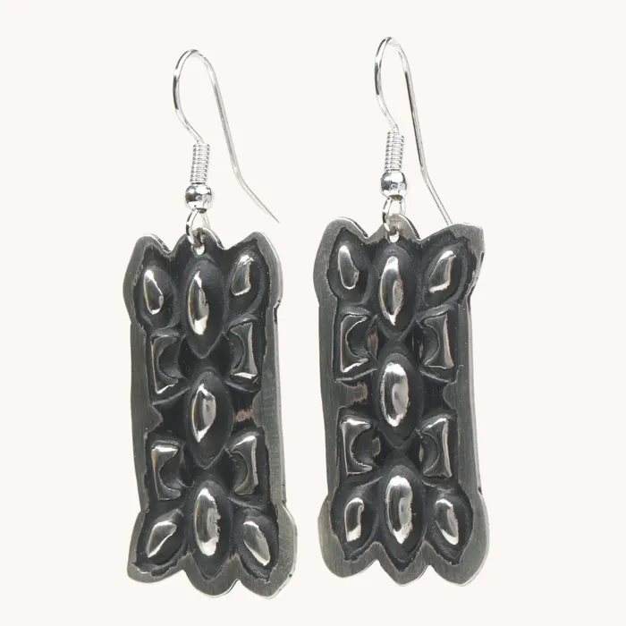 Navajo Silver Repousse Stamped Earrings TSkies Jewelry Earrings