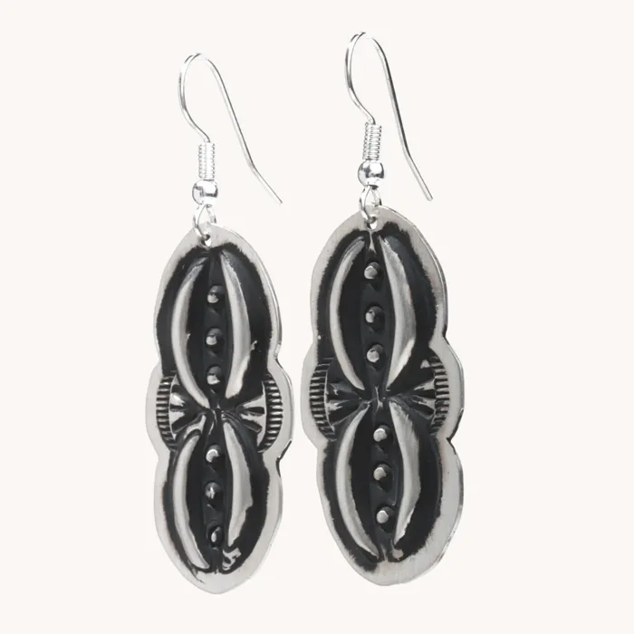 Navajo Silver Repousse Stamped Earrings TSkies Jewelry Earrings