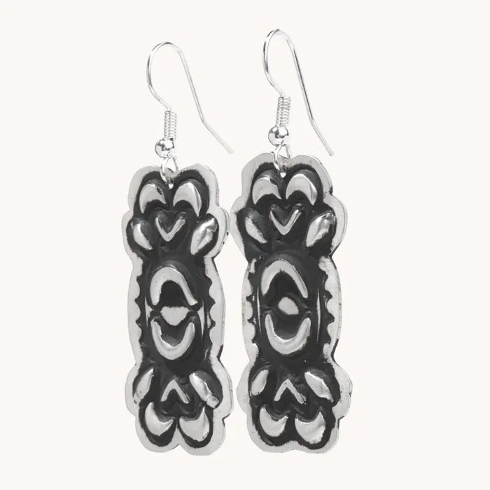 Navajo Silver Repousse Stamped Earrings TSkies Jewelry Earrings