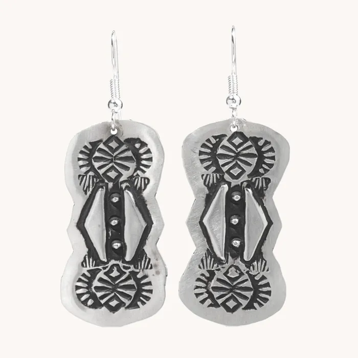 Navajo Silver Repousse Stamped Earrings TSkies Jewelry Earrings