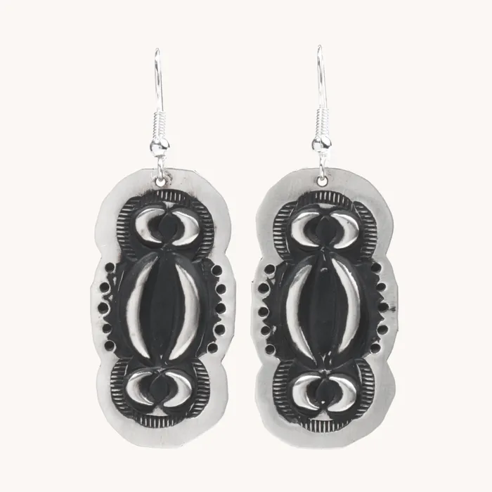 Navajo Silver Repousse Stamped Earrings TSkies Jewelry Earrings