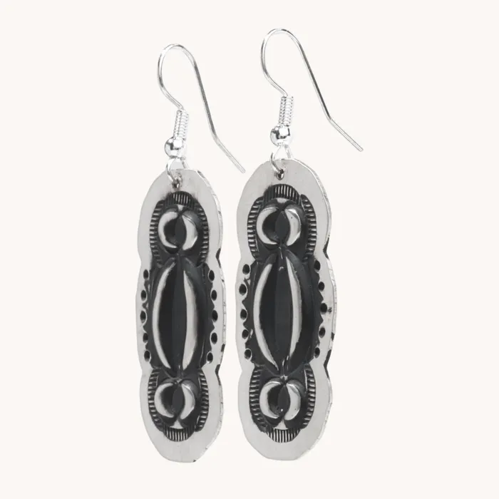Navajo Silver Repousse Stamped Earrings TSkies Jewelry Earrings