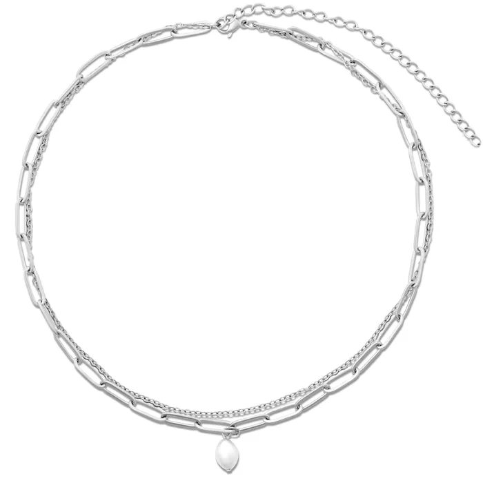 Necklaces Ellie Vail Renee Double Chain Pearl Choker Necklace