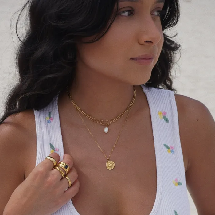 Necklaces Ellie Vail Renee Double Chain Pearl Choker Necklace