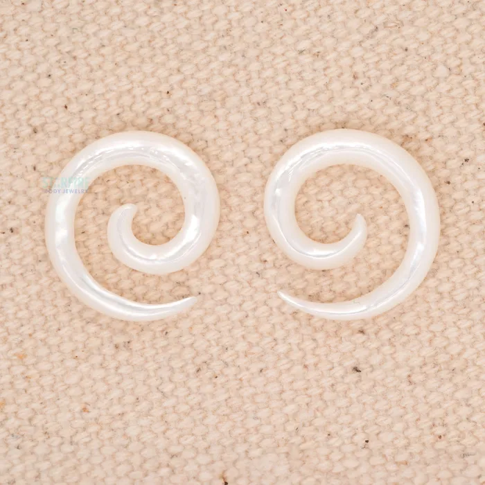 Necklaces Flaming Bones by Borneo Joe Mother of Pearl Spirals 8 ga