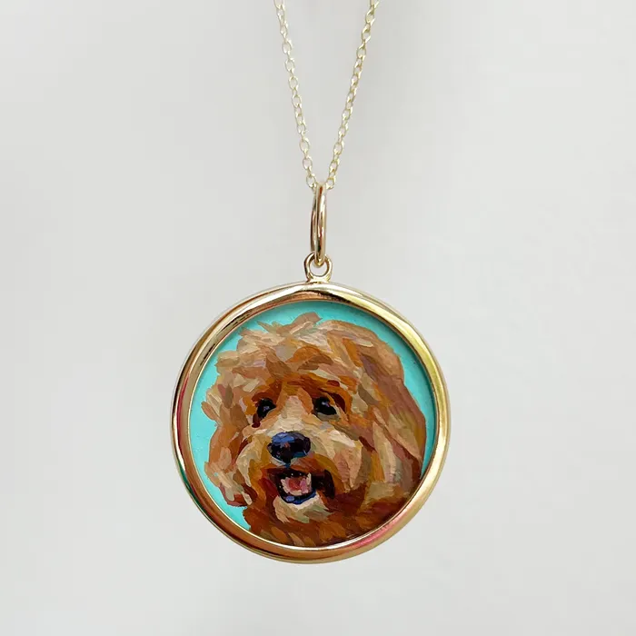 Necklaces Fox Bond Originals The FB Custom HandPainted Pet Portrait Necklace