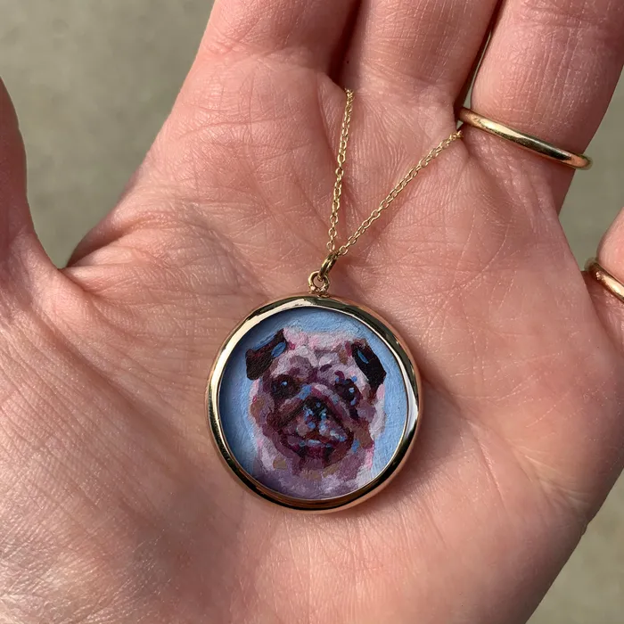 Necklaces Fox Bond Originals The FB Custom HandPainted Pet Portrait Necklace