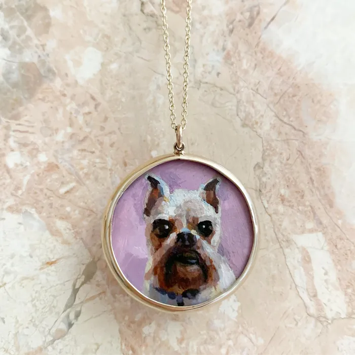 Necklaces Fox Bond Originals The FB Custom HandPainted Pet Portrait Necklace