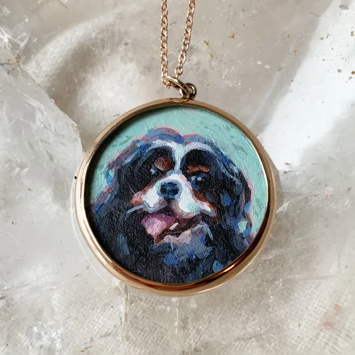 Necklaces Fox Bond Originals The FB Custom HandPainted Pet Portrait Necklace