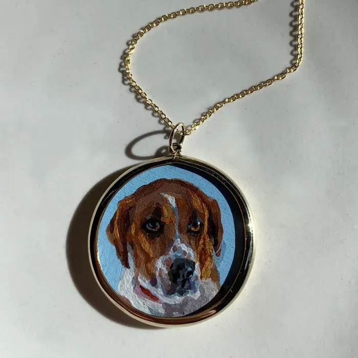 Necklaces Fox Bond Originals The FB Custom HandPainted Pet Portrait Necklace