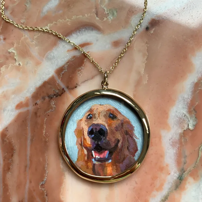 Necklaces Fox Bond Originals The FB Custom HandPainted Pet Portrait Necklace