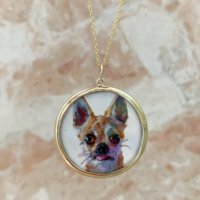 Necklaces Fox Bond Originals The FB Custom HandPainted Pet Portrait Necklace